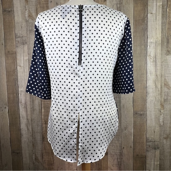 Coco Bianco XL Navy Blue Top with White Polka Dots & High Low Ducktail B… - Picture 3 of 12